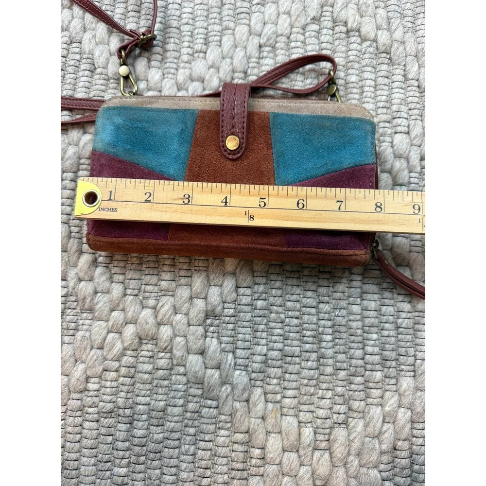 The Sak Crossbody Wallet Bag Women OS Patchwork Colorblock Suede Leather